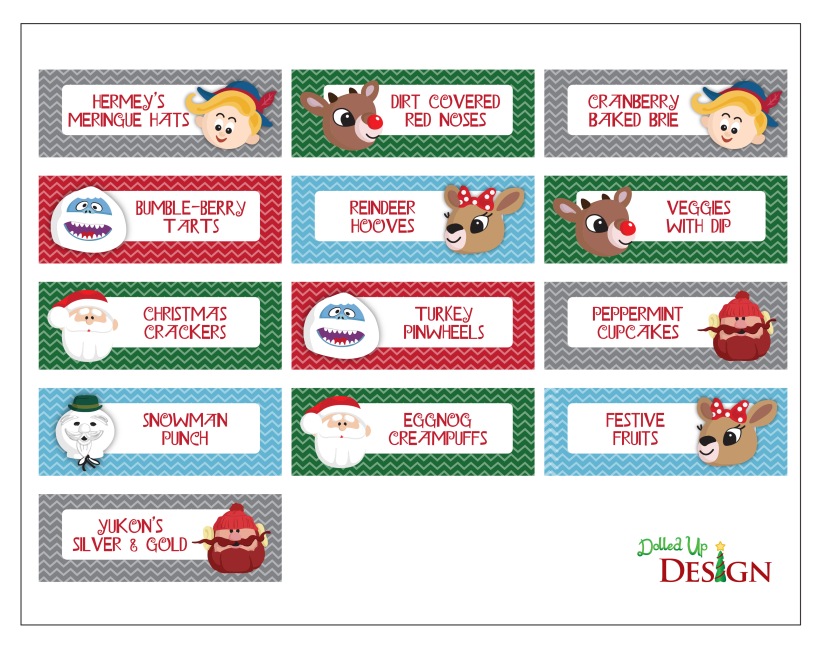 Rudolph Party Printables Food Labels