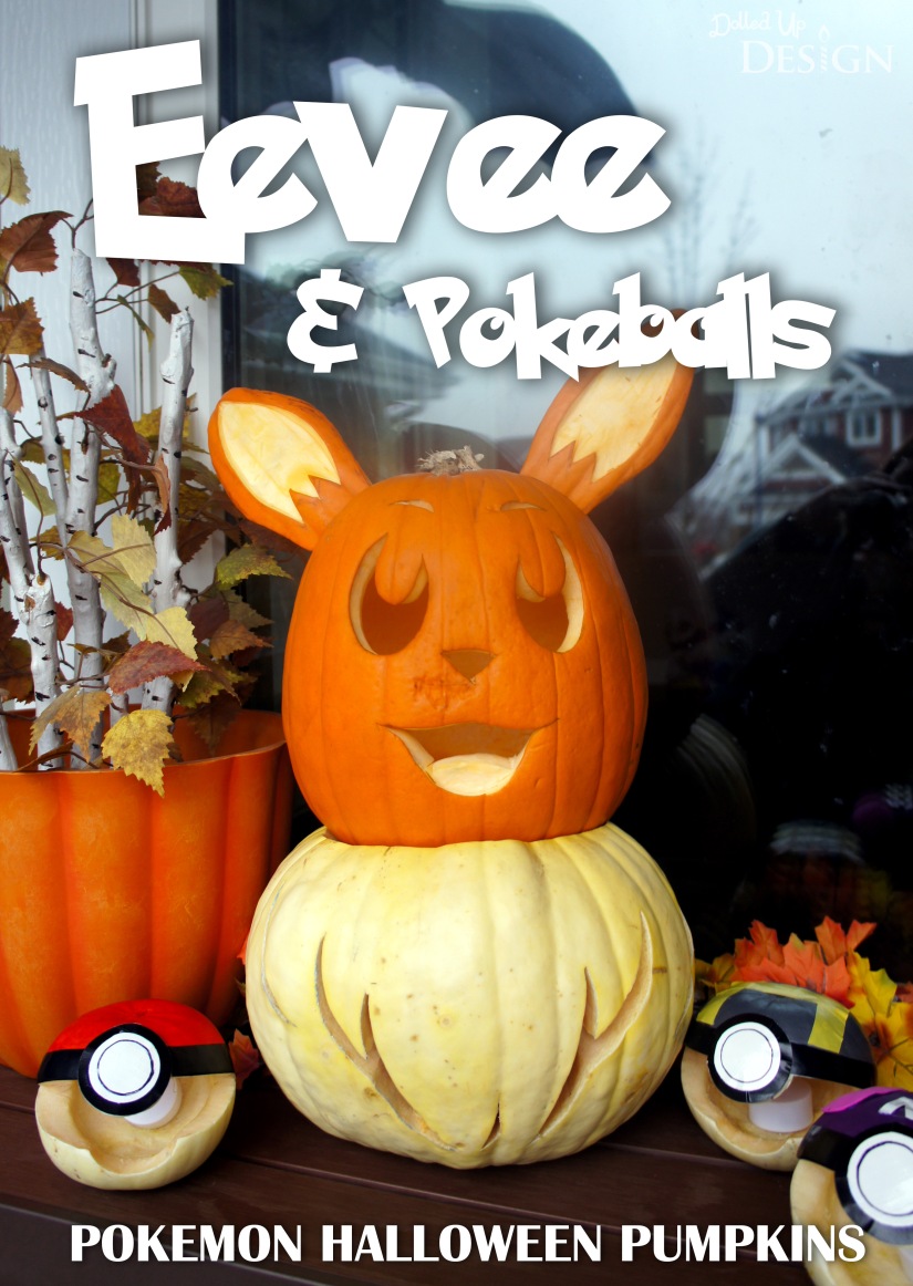 Pokemon Halloween Pumpkins_Eevee and Pokeballs